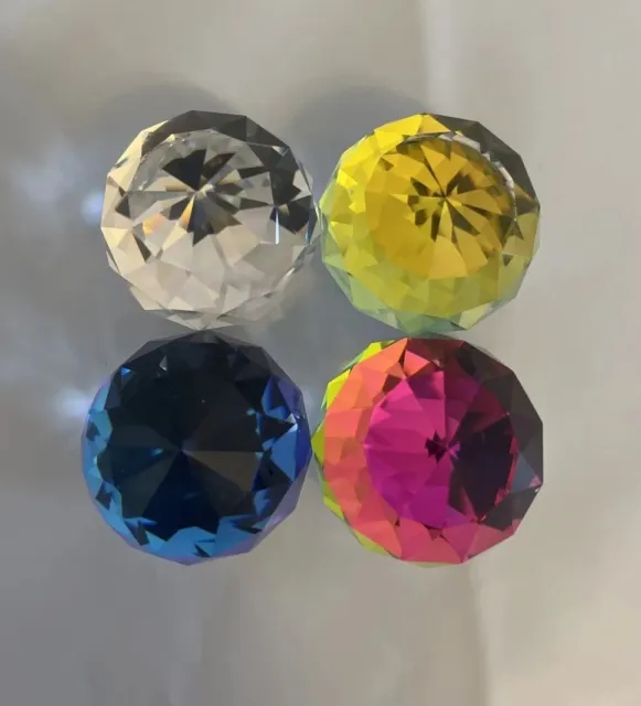 Swarovski Crystal 30 MM  Vitrail Colored Ball Figurine Paperweight Lot of 4