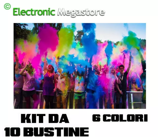 HOLI COLOR POWDER - 10 BUSTINE DA 100 gr POLVERE GULAL COLORI MISTI