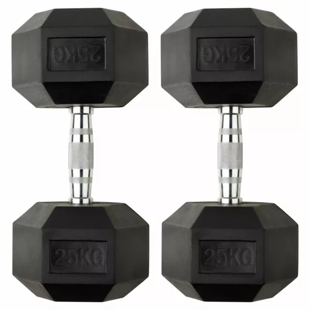 HEX DUMBBELLS 7.5kg 1Okg 12.5kg 15kg 17.5kg 20kg 25kg  RUBBER COATED CAST IRON