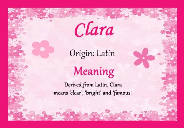 Certificado de significado de nombre personalizado Clara