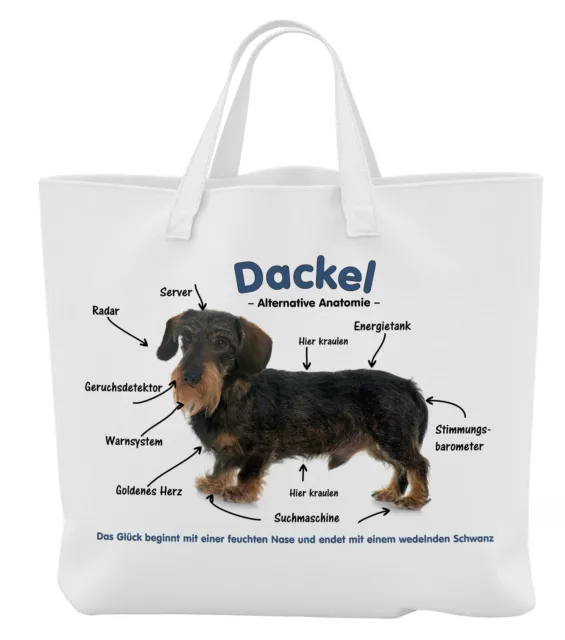 Einkaufstasche - Motiv: Dackel/Teckel/Dachshund Alternative Anatomie - 01