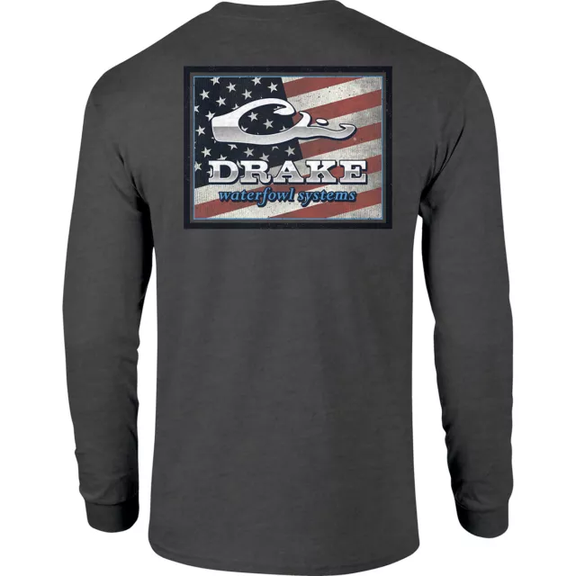 Drake Waterfowl Men's American Flag Square Long Sleeve T-Shirt