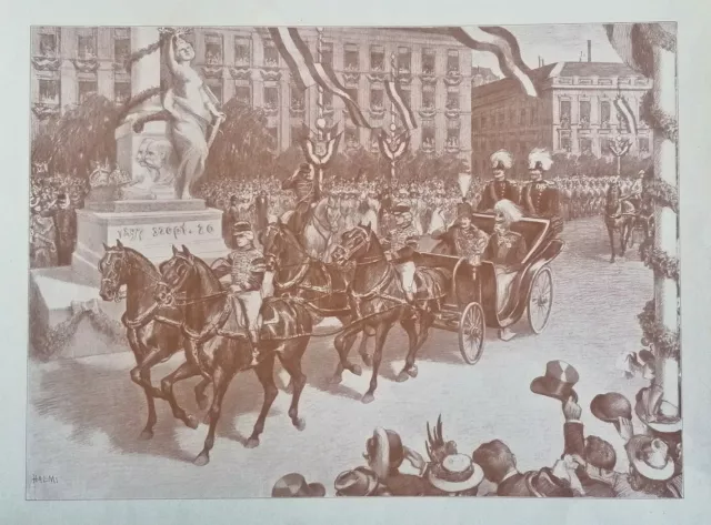 Kaiser Wilhelm Ii.+Kaiser Franz Joseph Einzug In Budapest  A.l. Halmi  Monarchie