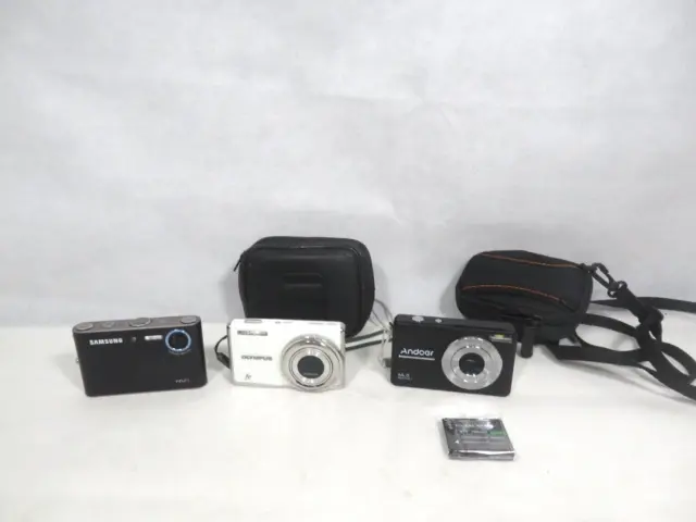 Bundle joblot 3 Cameras Spares or Repairs inc Samsung Olympus Andoer