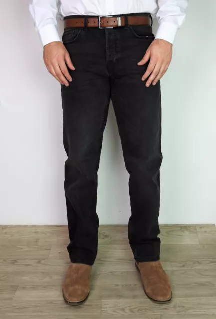 Mens Denim Jeans Straight Leg Regular Fit Work Trouser Sizes Pants Trousers