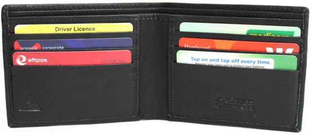 RFID Quality Full Grain Cow Hide Genuine Leather Wallet. Black. Style No: 11043.