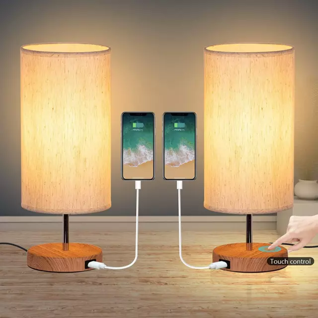 Set Di 2 Lampade Da Tavolo Con Controllo Touch, 3 Temperature Di Colore E Lumino