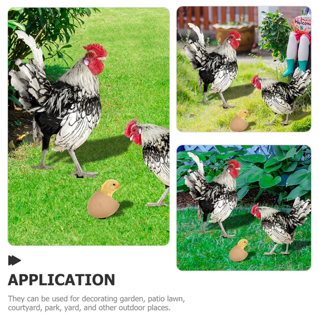 9 pcs Stake Garden Stakes Art Backyard Stake Chicken Yard Art for Lawn Yard 3