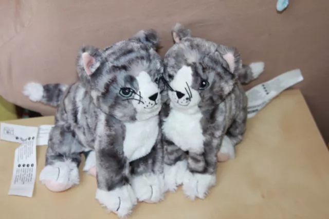 Doudou Peluche Ikea Chat  Lilleplutt Tigre Gris Blanc Lot 2  Neuf