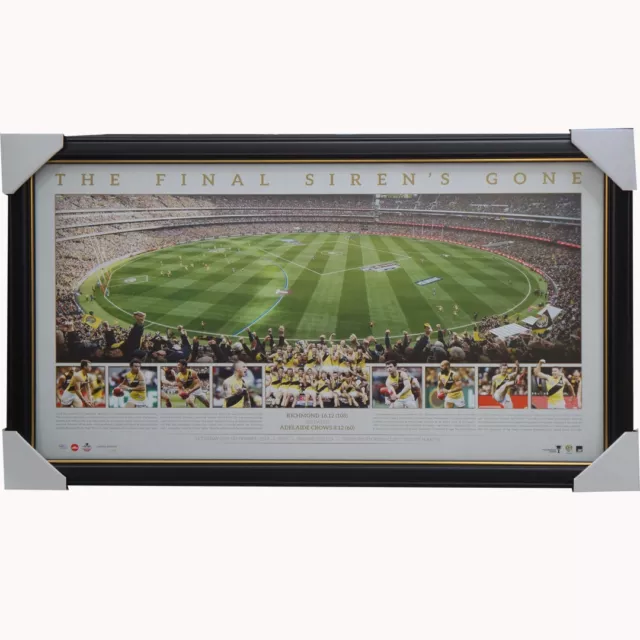 Richmond 2017 AFL Premiers Official Panoramic "Final Siren's Gone" Print Framed