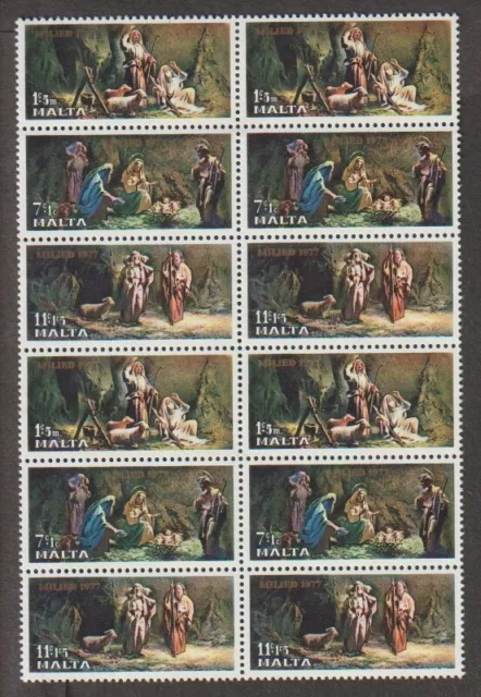 1977 Malta #B27-29 Strip of 12 stamps