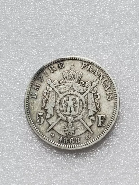 5 f francs  1868 BB  Napoléon III Argent