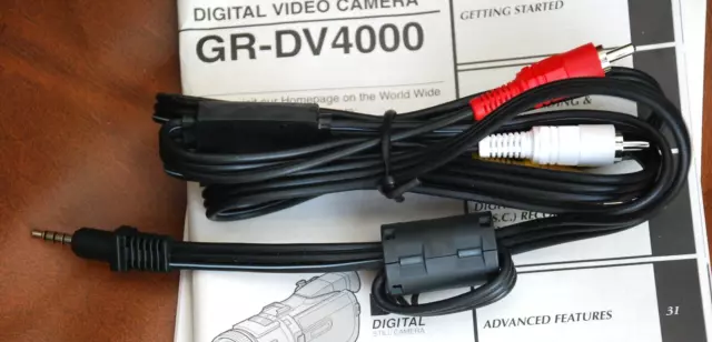 Jvc Av Video Cable Tv Lead 3 Phono Rca 3.5Mm Jack P1 P3 D4000 Camcorder 1.45M