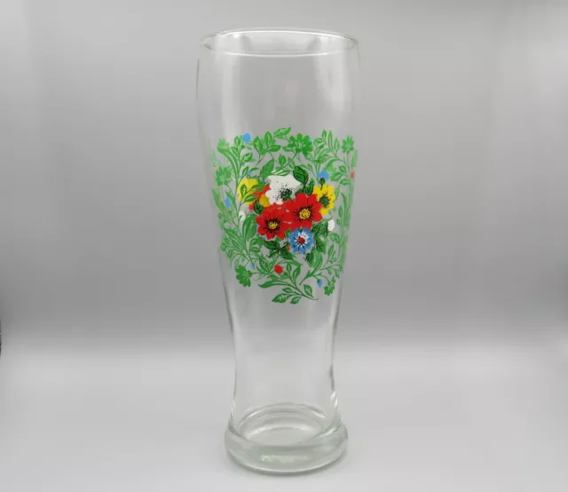 Altes Bierglas, Glas mit Blumenmotiv, 1950er Jahre 3