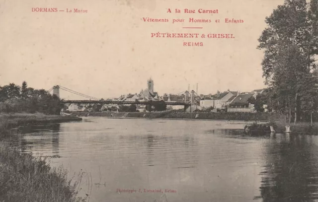 CPA 51 DORMANS Le Marne   publicité PETREMENT 2 rue Carnot REIMS