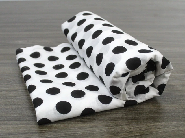 Indien Noir Main Bloc à Pois Tissu 2.3m Coton Couture Tissu Artisanat UK