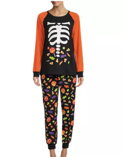 New Halloween Women's Pajama Set - Size Medium (8-10) Glow in the Dark