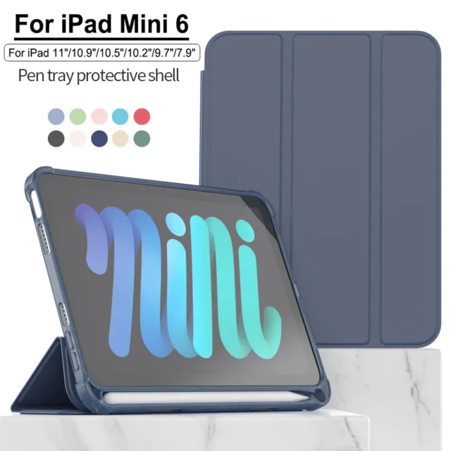 For iPad Mini 6 Pro 11 Air 10.9 10.2 9.7 PU Smart Case Cover With Pencil Holder