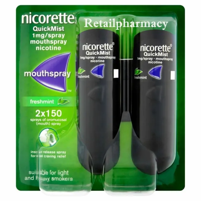 Nicorette Quickmist Menthe Fraîche 1mg 2x150 Spray Paquet 1 2 3 6 12 (Exp - 2