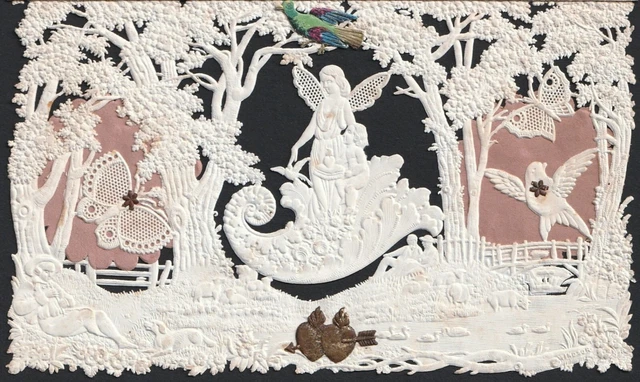 RARE Die Cut Card - Victorian Mourning - Death Remembrance Lace - ca 1850s 1860
