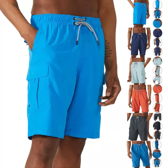 Mantaray Mens Swim Shorts Mesh Lined Cargo Pocket Beach Trunks Quick Dry Pants