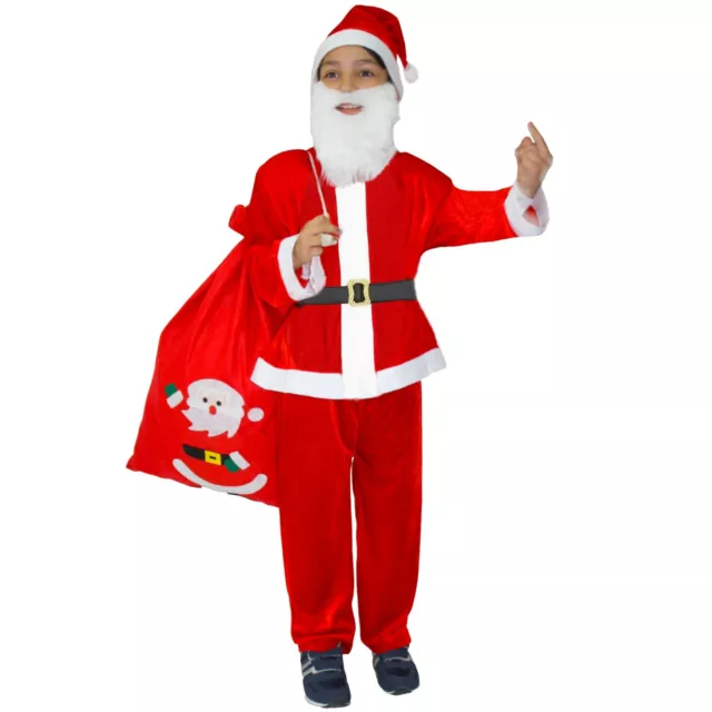 Costume Babbo Natale Ciniglia Bambino Vestito natalizio Pegasus