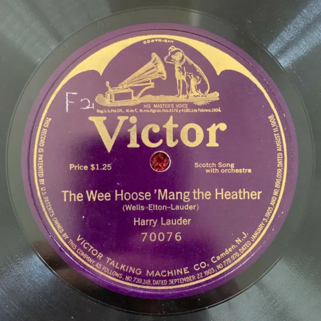 VICTOR 70076 Harry Lauder 78rpm 12" The Wee Hoose "Mang the Heather" One-Sided