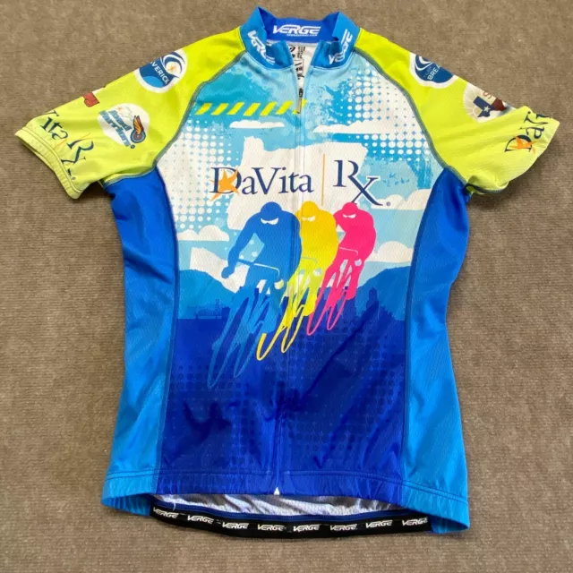 Verge Women's Cycling Jersey Large Polyester Davita Rx Blue Green Full Zip