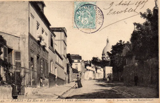 CPA PARIS VIEUX MONTMARTRE Rue de l'Abreuvoir - Magasin de COMMERCE DE VINS 1905