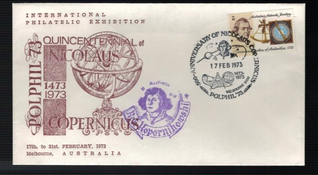 1973 500TH ANNIVERSARY OF NICOLAUS COPERNICUS POLPHIL OFFICIAL COVER AAT 7c Cook