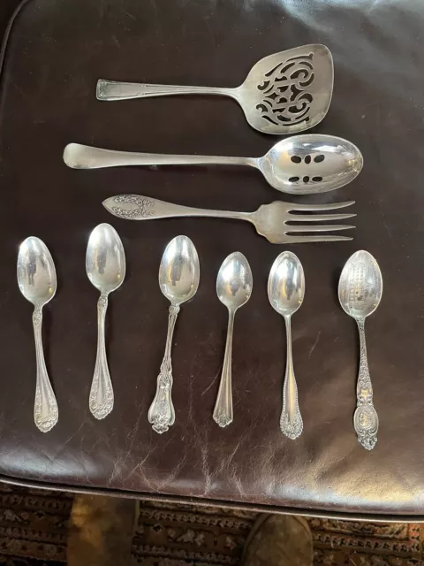 1847 Rogers Bros Silverplate Int’l Silver 6 Spoons 3Serving Utensils Nice Pieces