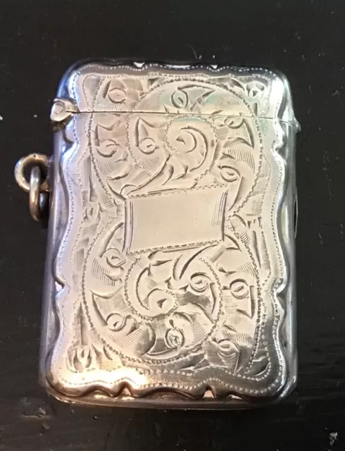 Stunning Antique Hallmarked Silver Vesta Case Birmingham 1909 Maker SML