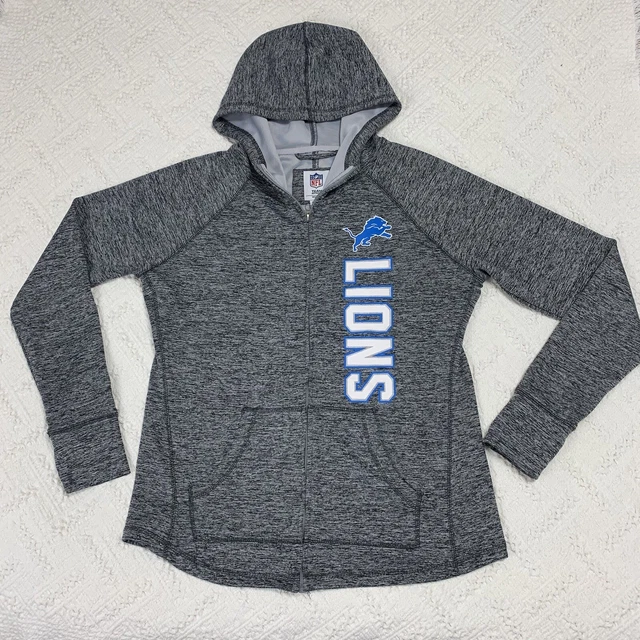 Detroit Lions Women's Full Zip Hoodie Sweatshirt Size Large Gray NFL Football Detroit Lions Women's Full Zip Hoodie Sweatshirt Size Large Gray NFL Football