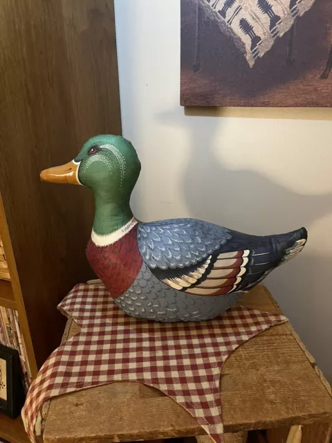 VINTAGE MALLARD STUFFED CLOTH DUCK DECOR PILLOW BEAUTIFUL COLOR!!! Must See!!