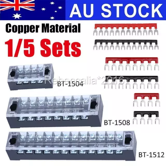 Dual Row 4-12 Positions 600V 15A Screw Terminal Block Terminal Barrier Strip AU