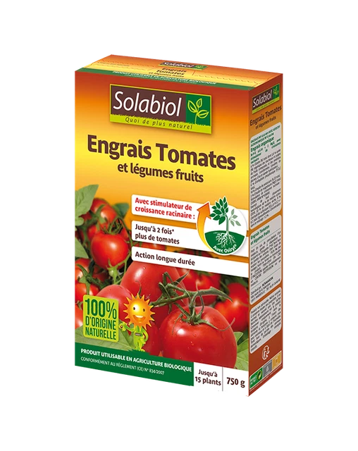 ENGRAIS TOMATES FRUITS ET LÉGUMES 750G jusqu'à 15 plants SOLABIOL simul racine