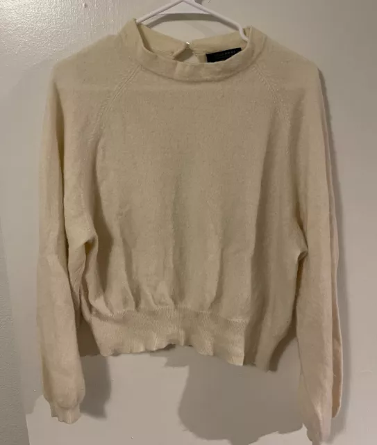 Charter Club Luxury Macys Ivory 100% Cashmere Long Sleeve Women’s Sweater Size L