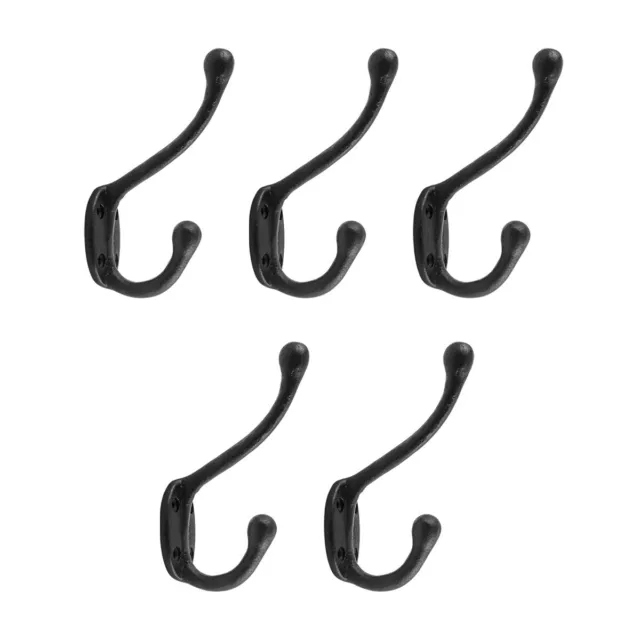 5 Wrought Iron Double Hook Black for Coats Towels Robes | Renovator's Supply