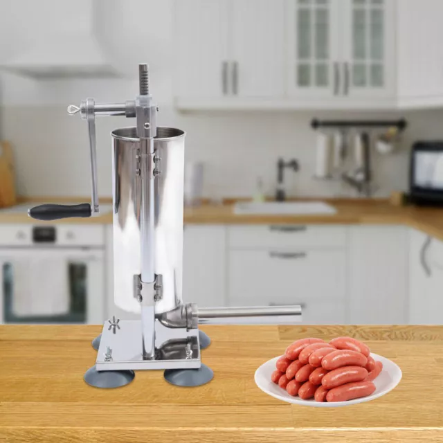 Sausage Filler Stuffer Meat Machine Stainless Steel Salami Maker Manual Stuff 3L