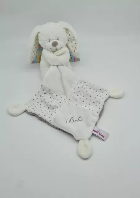 Doudou Lapin Blanc Mouchoir Bebe Pois Gris Pommette Intermarche Neuf / 14
