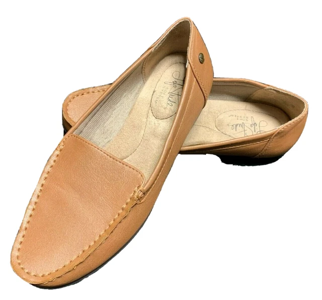 LifeStride Samantha Tan Loafers Size 7M Faux Leather Flex Comfort Support EUC