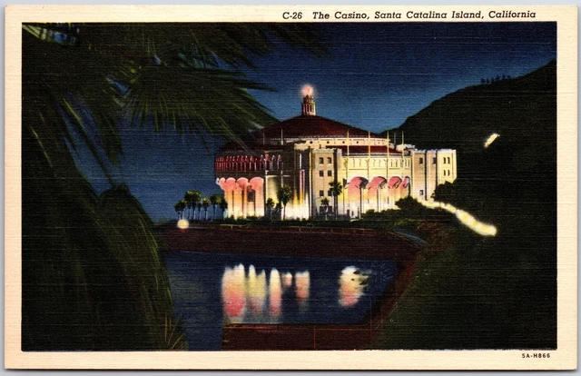 The Casino Santa Catalina Island California CA Illumination By Night Postcard