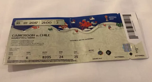 Sammler Used Ticket #3 Cameroon Chile Kamerun Confed Cup 2017 Russia Russland