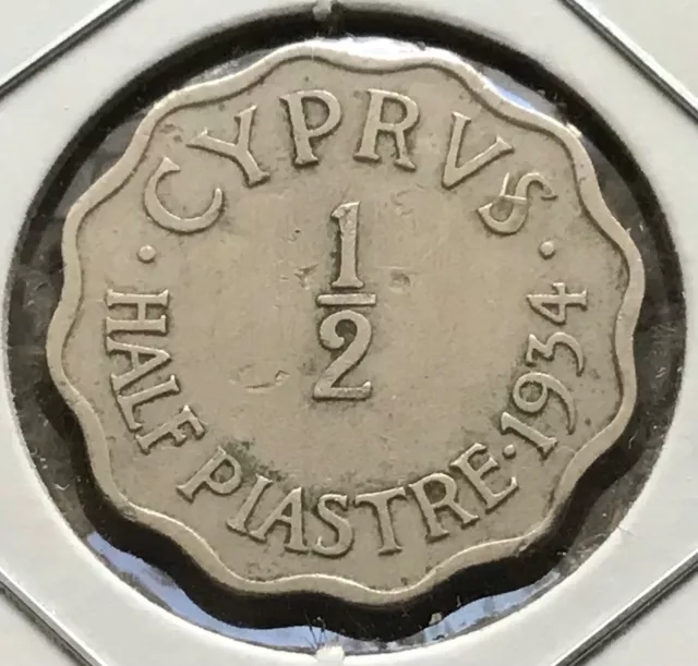 1934 Cyprus 1/2 Piastre coin