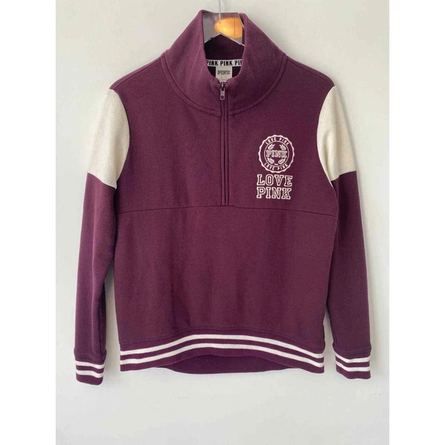 Victoria Secret Pink Campus Half-Zip Sweatshirt Size Xs