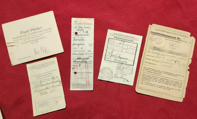 WW2 WWII Germany wartime German document receipts cards papers etc 1940s-50