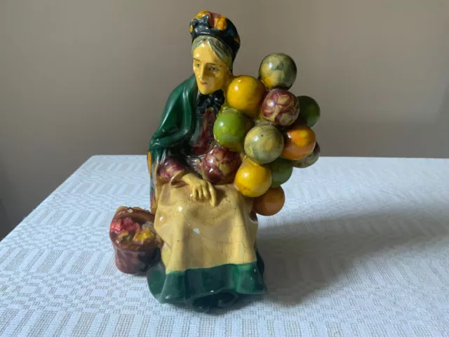 Vintage Old Lady Selling Balloons  Chalk Ware figurine Balloon lady