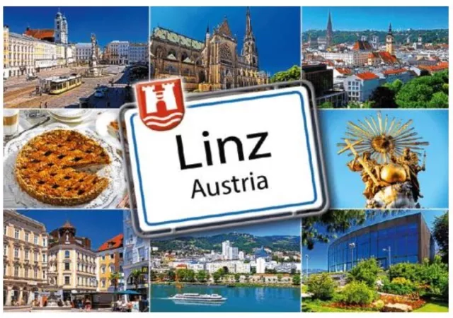 Linz Donau Österreich Ortsschild Foto Magnet Souvenir Austria