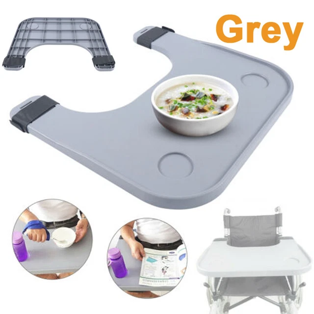 Mesa extraíble con bandeja de regazo para silla de ruedas con 2 portavasos para discapacitados leer, comer jugar