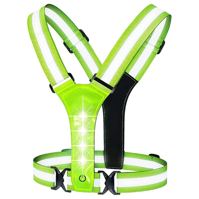 Gilet da corsa riflettente LED, ingranaggio di sicurezza elastico regolabile luce LED G5I2